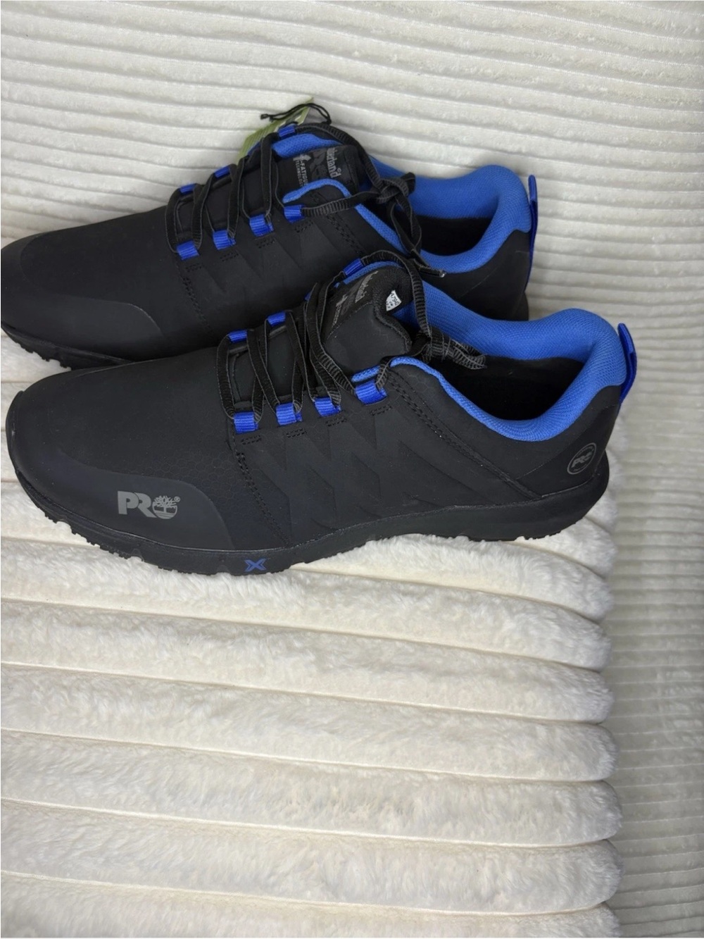 Timberland PRO Radius MaxTRAX Work Shoes Mens 14W Black Blue Soft Toe New NOBOX